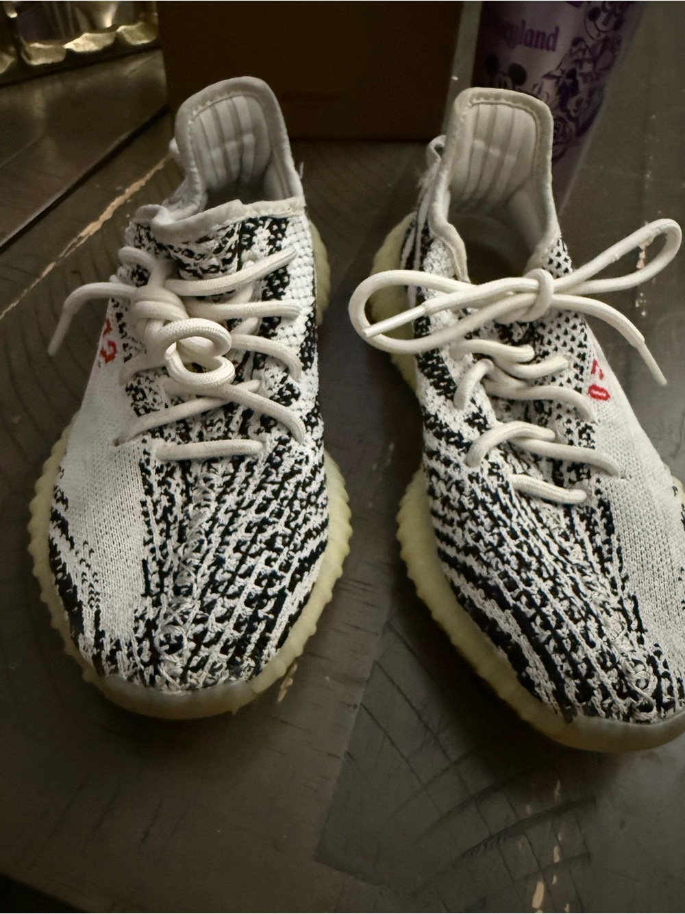 White and Black Knit Athletic Shoes